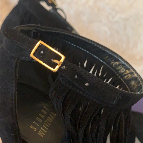 NIB Stuart Weitzman Love Fringe Size 7 Black Suede - Picture 10 of 10